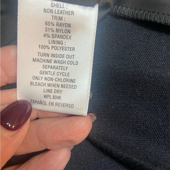 Thalia Sodi Sz L Charcoal Gray Faux Leather Collarless Women’s Jacket - Picture 16 of 16